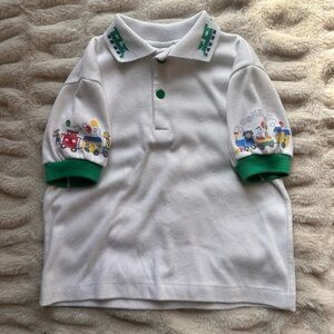 Vintage OshKosh The Genuine Article Kids Train Polo with Green Accents